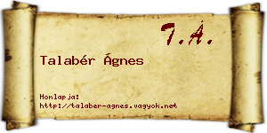 Talabér Ágnes névjegykártya